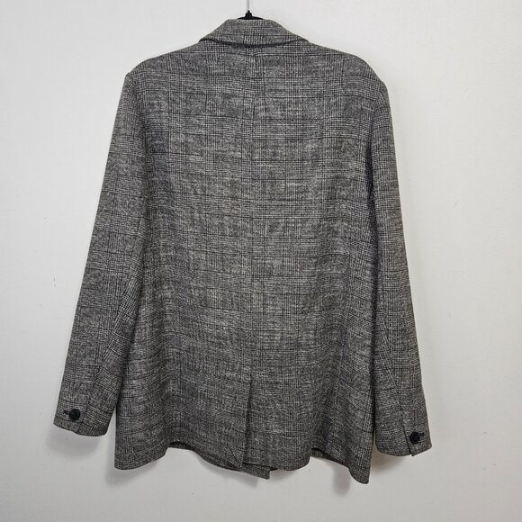 All Saints Helei Oversize Double Breasted Plaid Blazer Jacket Sz 10 Grey L - Picture 8 of 13
